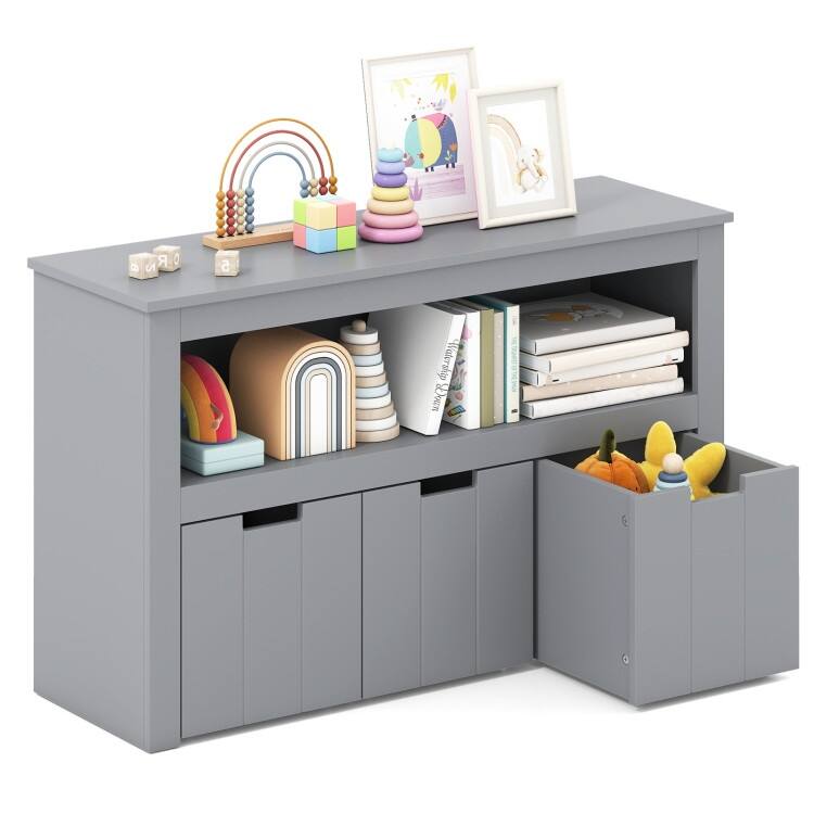 Kid Toy Storage Cabinet 3 Drawer Chest with Wheels Large Storage Cube Shelf - 40" x 13" x 24.5" (L x W x H)