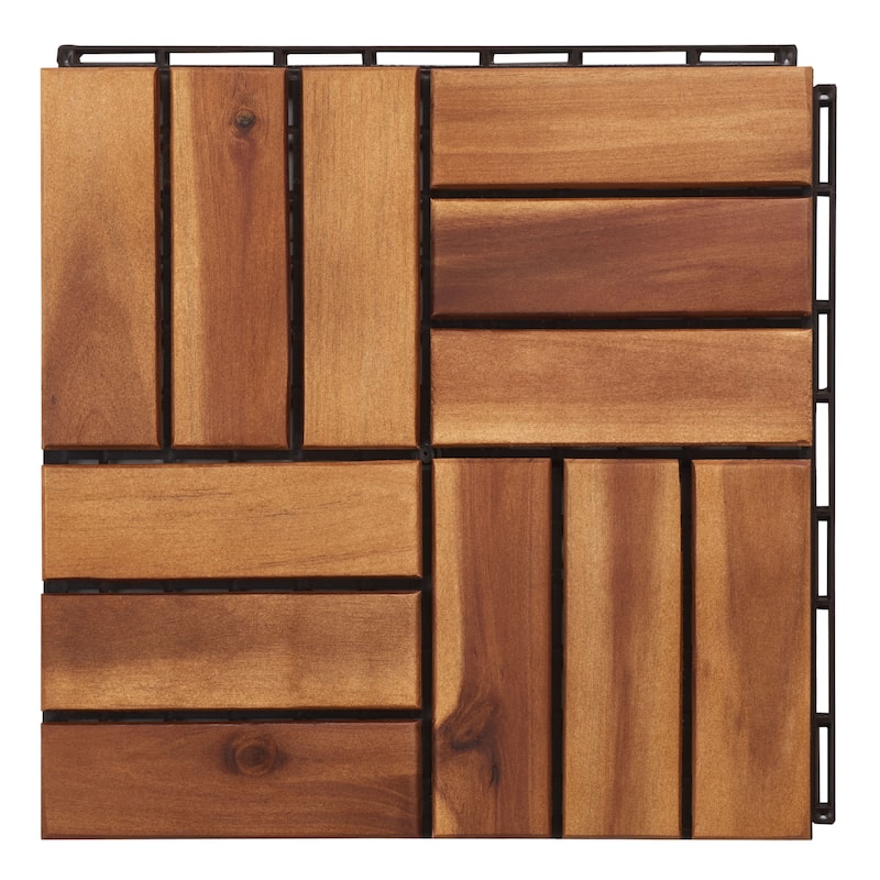SAFAVIEH Outdoor Silve Wooden Floor Tile (10 Pack) - 12" W x 12" D x 1" H - 12Wx12Dx1H