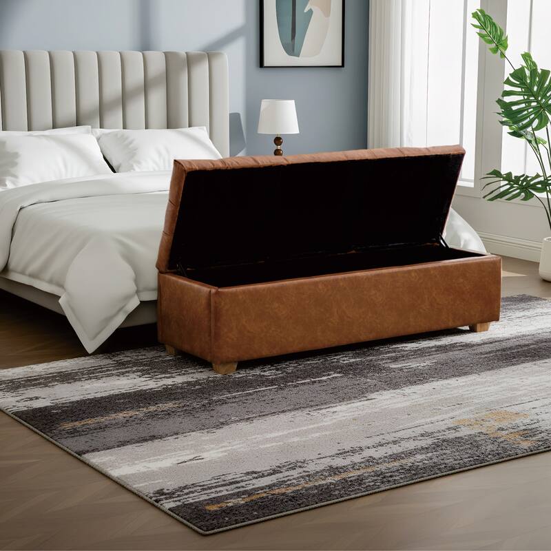 60.24" Wide Modern Upholstered Storage Bench,Entryway Bench,End of Bed Bench