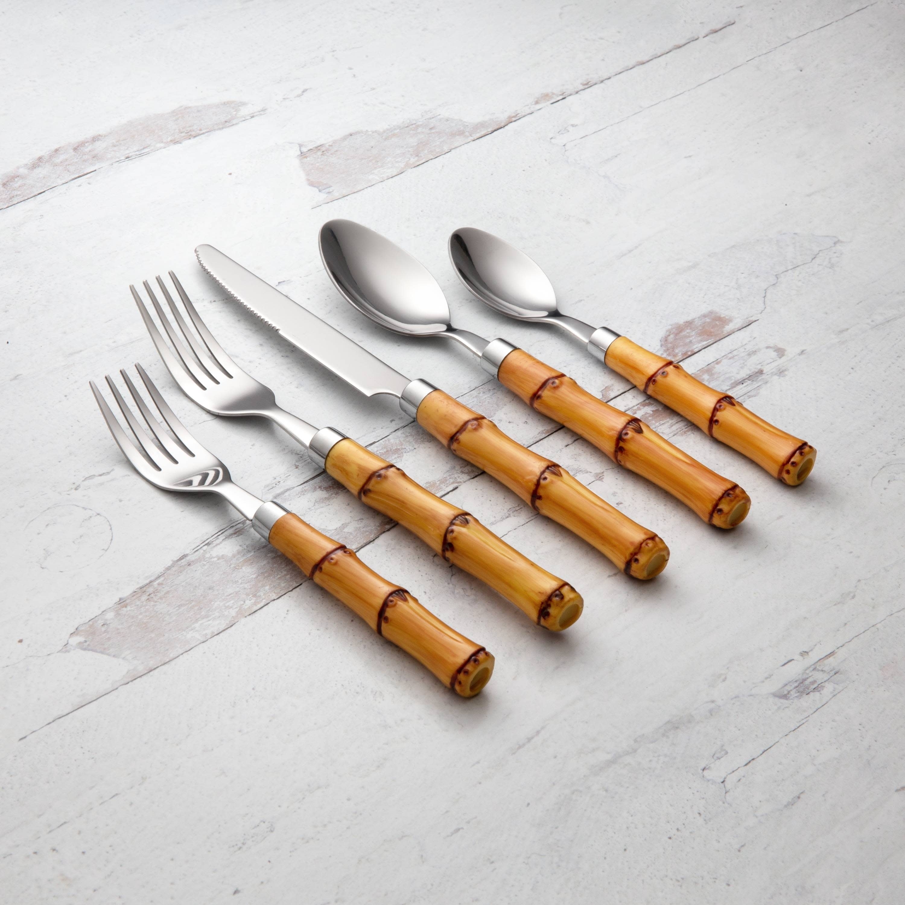Cambridge Bamboo Handle 20-Piece Flatware Set - Bed Bath & Beyond