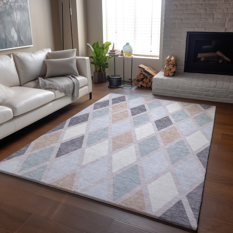 Premium Washable Super Soft Mosaic Diamonds Mayfield Rug