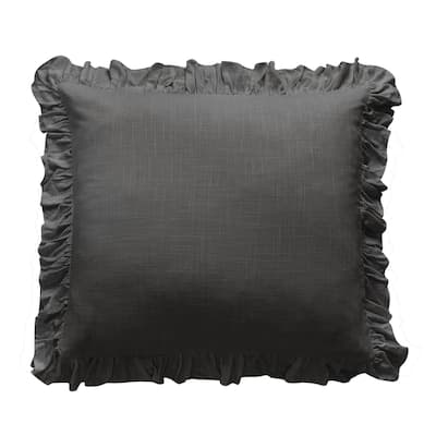 HiEnd Accents Lily Washed Linen Ruffled Euro Sham, 27"x27"