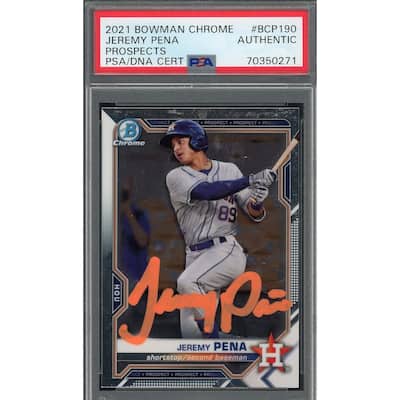 Jeremy Pena 2021 Bowman Chrome Signed Rookie Card #BCP190 Auto PSA 70350271 - 8'6" x 11'6"
