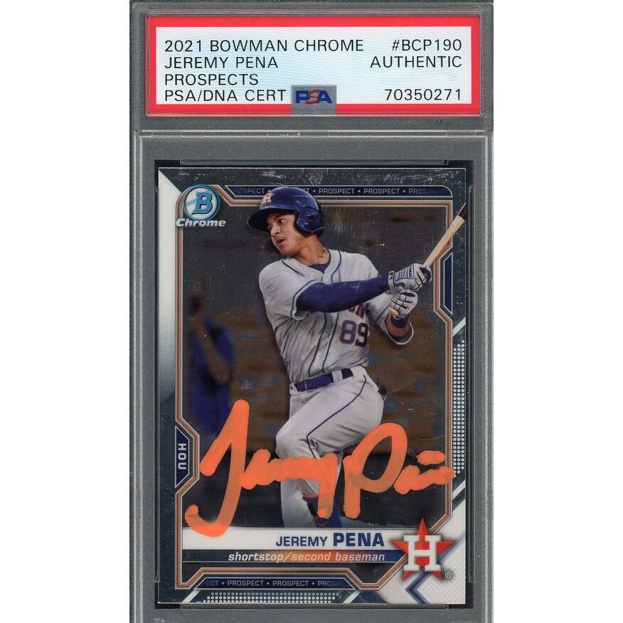 Jeremy Pena 2021 Bowman Chrome Signed Rookie Card #BCP190 Auto PSA 70350271 - 8'6" x 11'6"