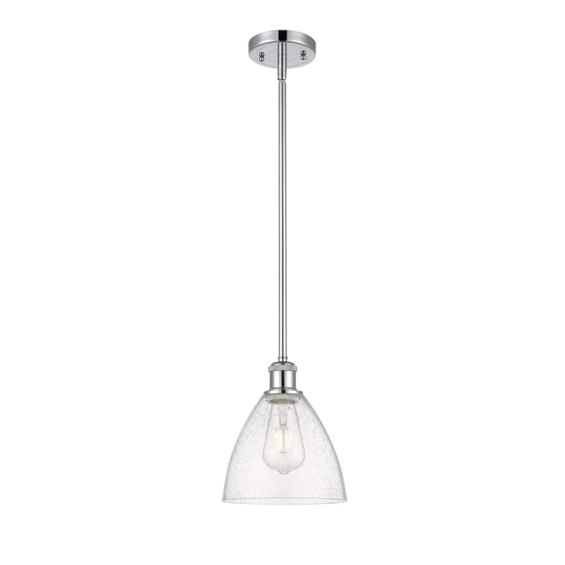 Innovations Lighting Bristol Glass 1 Light 8" Mini Pendant - Polished Chrome/Seedy