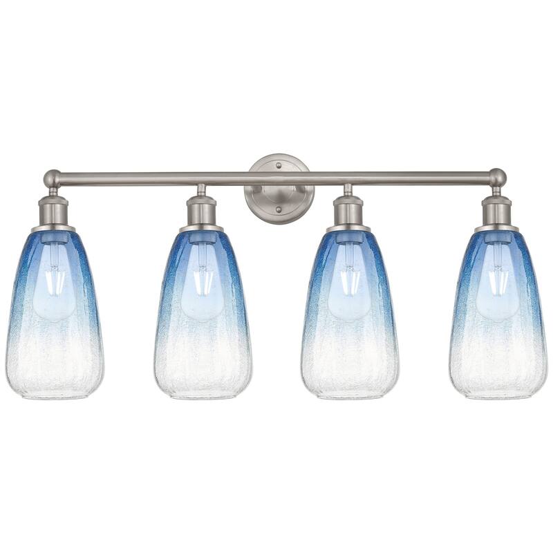 Innovations Lighting 616-4W-16-33 Brookhaven Almond Vanity Brookhaven - Brushed Satin Nickel / Sapphire Blue