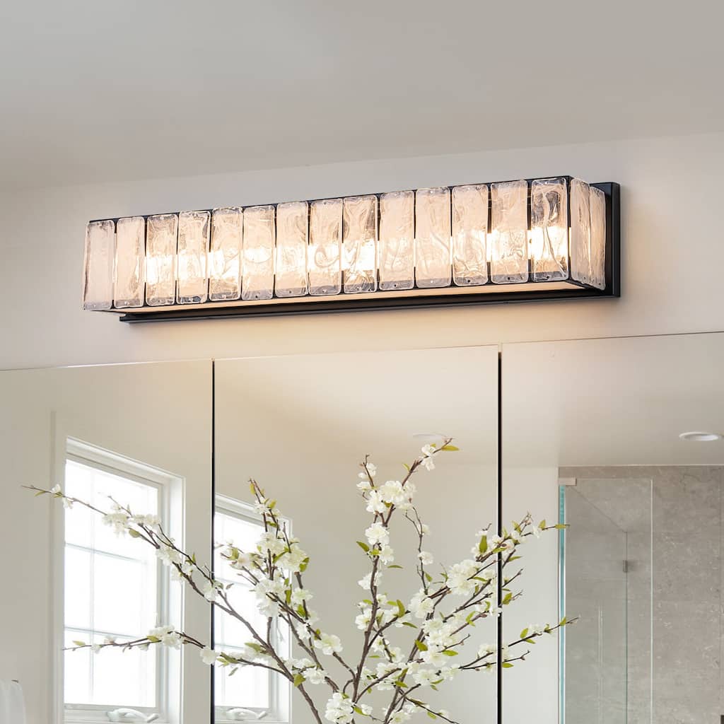Modern Linear LED Wall Sconce with White Cloud Glass - W24.8" × D4.3" × H4.7"