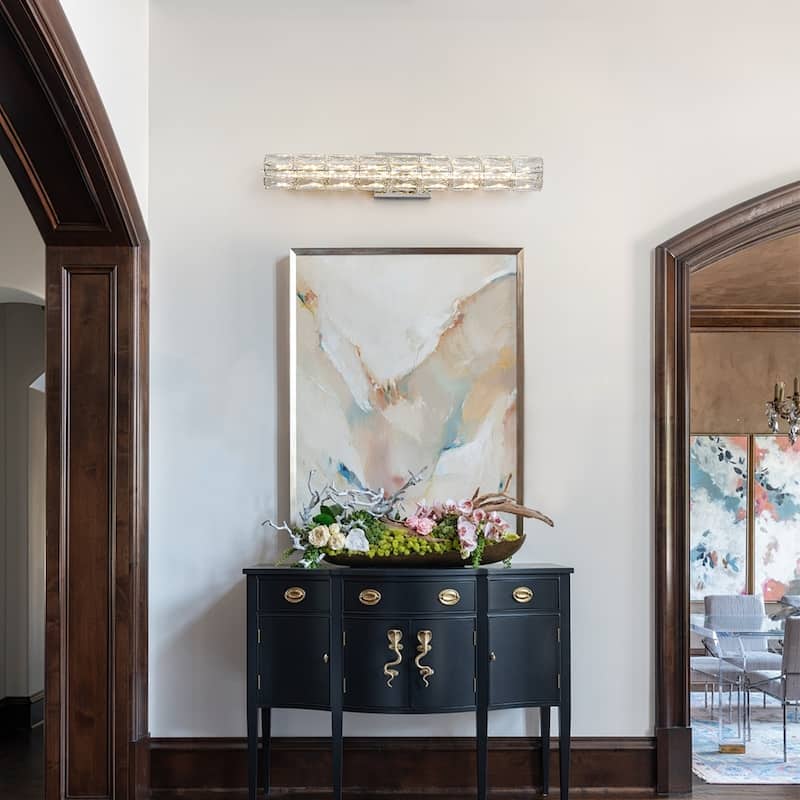 Hexagonal Crystal Cylinder LED Wall Sconce Dimmable Vanity Light