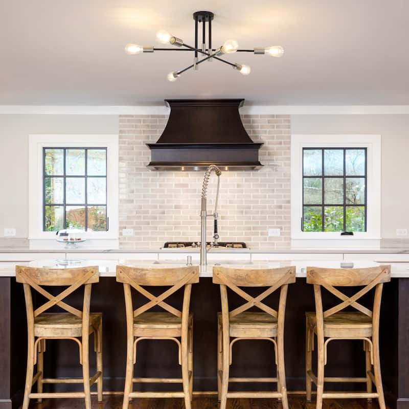 6-Light Modern Semi Flush Ceiling Lights for Bedroom Study Living Room