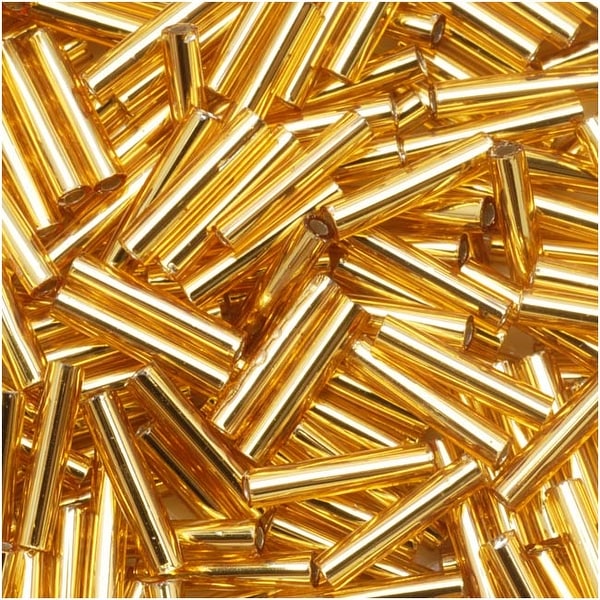 Toho Bugle Tube Beads Size 3 2x9mm Silver Lined Topaz 10 Grams. Opens flyout.