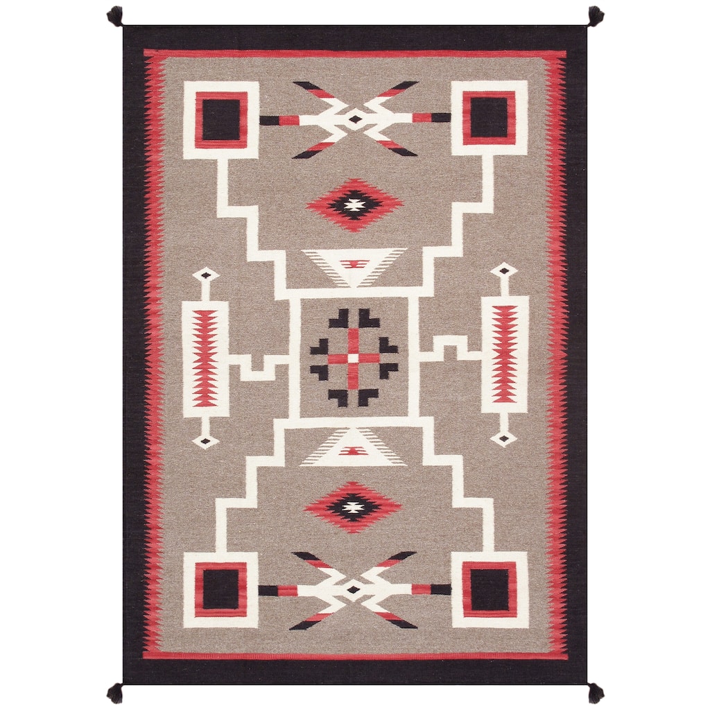 Pasargad Home Tuscany Reversible Wool Mocha Area Rug - 4'10'' X 7' 0''