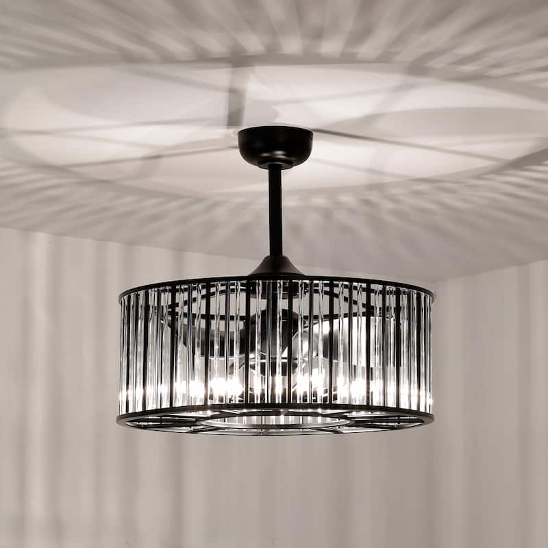 Helena 25-inch Matte Black and Silver 6 Lights 3 Blades Lighted Ceiling Fan with Remote