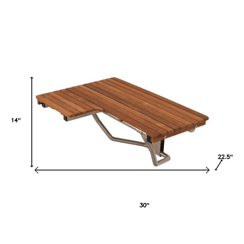 14" X 30" Brown Teak Rectangular Shower Bench