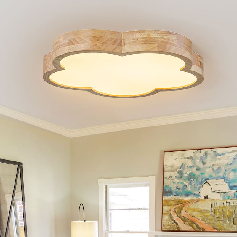 Integrated LED 5CCT Farmhouse Flush Mount Ceiling Light, 5 Color Temperature Selectable - Flower-shaped