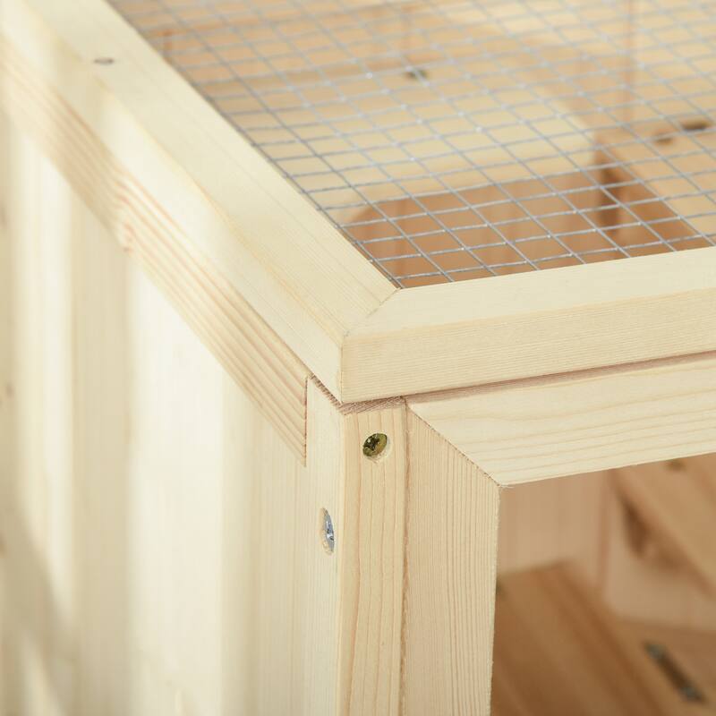 Wooden Hamster Cage with Plexiglass Window, Hinged Doors and Shelf - 23.5"L×15.75"W×31.5"H