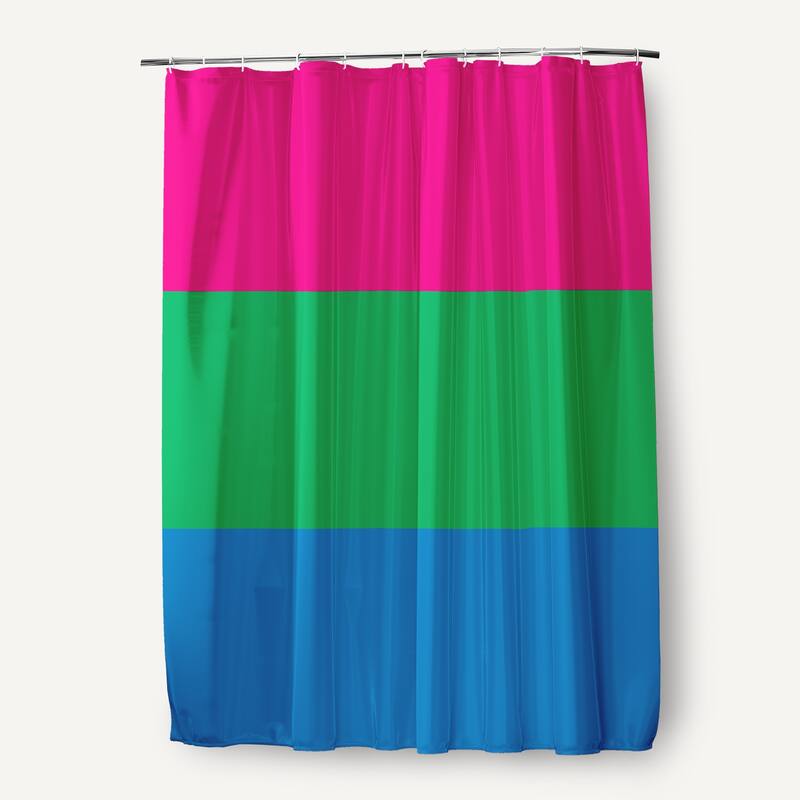 Inclusive Pride Flag Durable Poly Shower Curtain - Polysexual