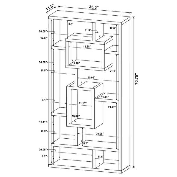 dimension image slide 1 of 3, Corey Transitional 71-inch 8-shelf Bookshelf