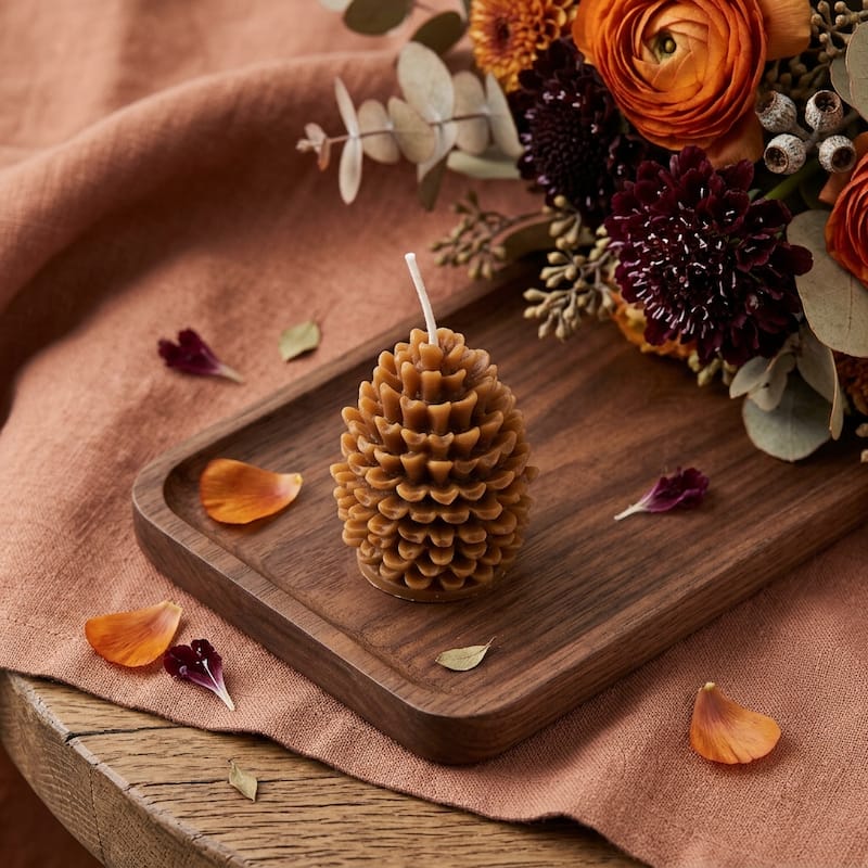 3" Brown Autumn Harvest Scented Dimensional Pinecone Candle - Brown