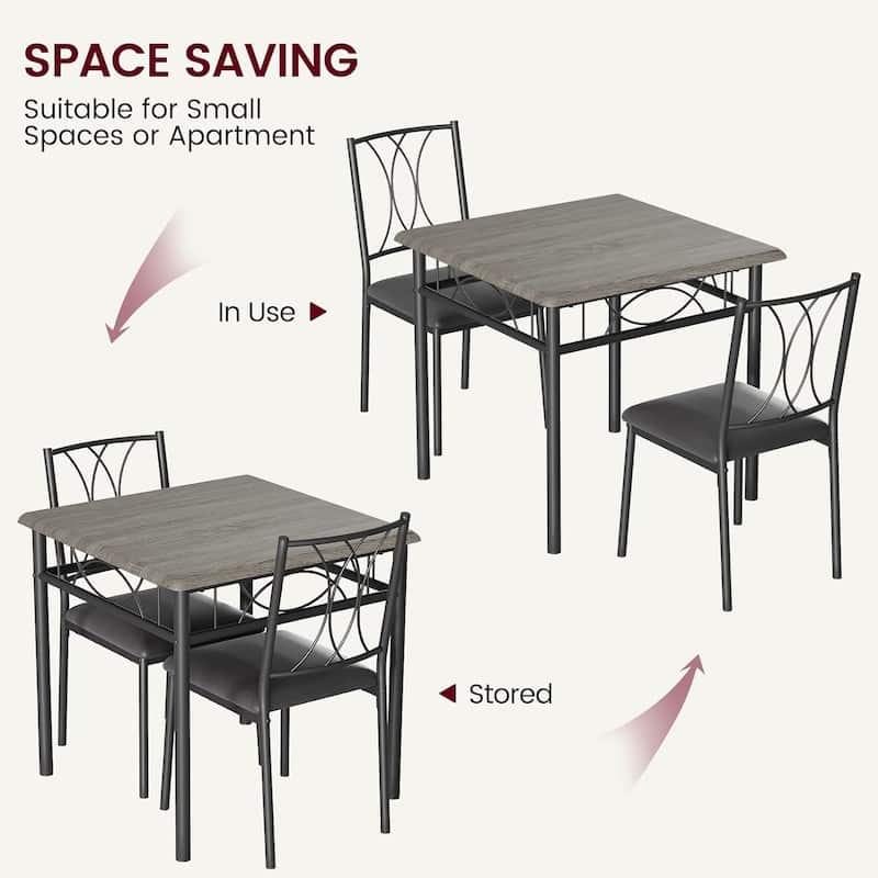 Dining Table and Upholstered Chairs Set 2, Metal Frame Compact Dining