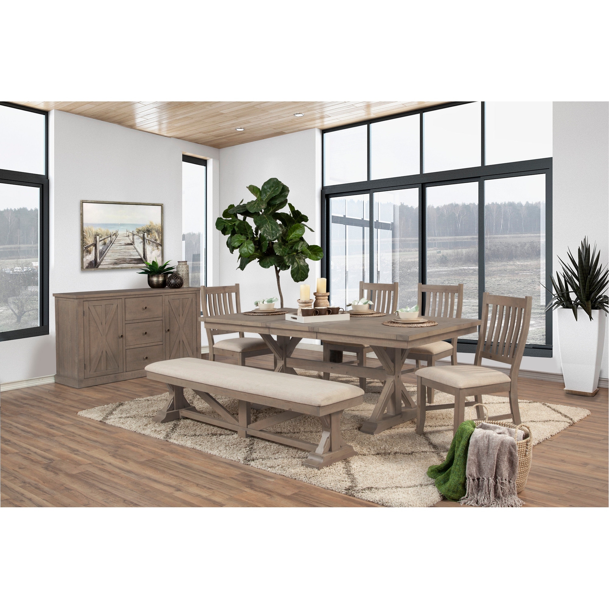Alpine Furniture Arlo Wood Sideboard, Natural Brown