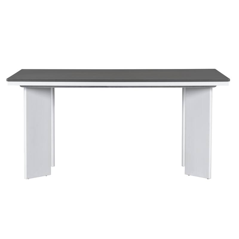 7-Piece Dining Table Set Kitchen Table Set with 6 Upholstered Dining Chairs, Table with 4 Flaky Legs, Tuck-Away Chairs