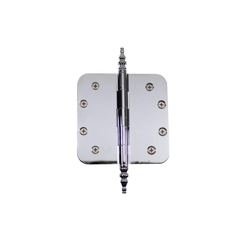 Chrome Plated Brass Cabinet Door Hinge 5" with Removable Stainless Steel Radius Steeple Tip Pins and Hardware Renovators Supply