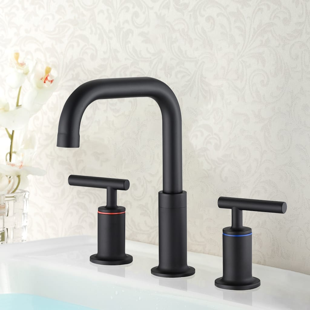 Topcraft 8 Inch Widespread Two Handle Bathroom Faucet Pop-Up Drain