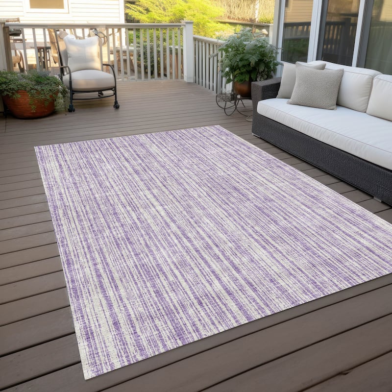 Machine Washable Indoor/ Outdoor Chantille Contemporary Striped Rug