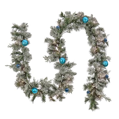 9 ft. Tinkham Pine Garland with LED Lights - Green - 9 ft