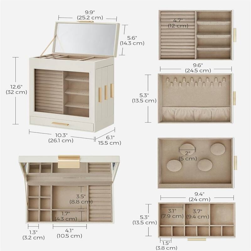 Jewelry Box with Glass Window - 6.1"D x 10.3"W x 12.6"H