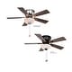 preview thumbnail 14 of 12, Lisbon 42 in. Low Profile Flush Mount Ceiling Fan, Reversible Brown-Black Hickory Blades, LED Light Kit, Pull Chain, White Shade