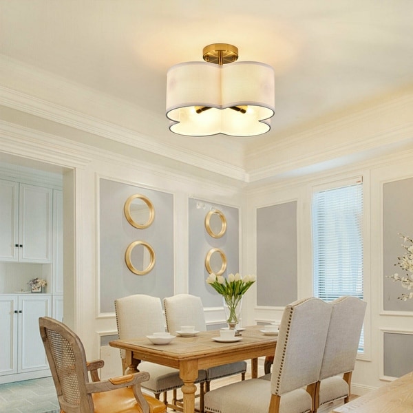 Scalloped flush shop mount ceiling light