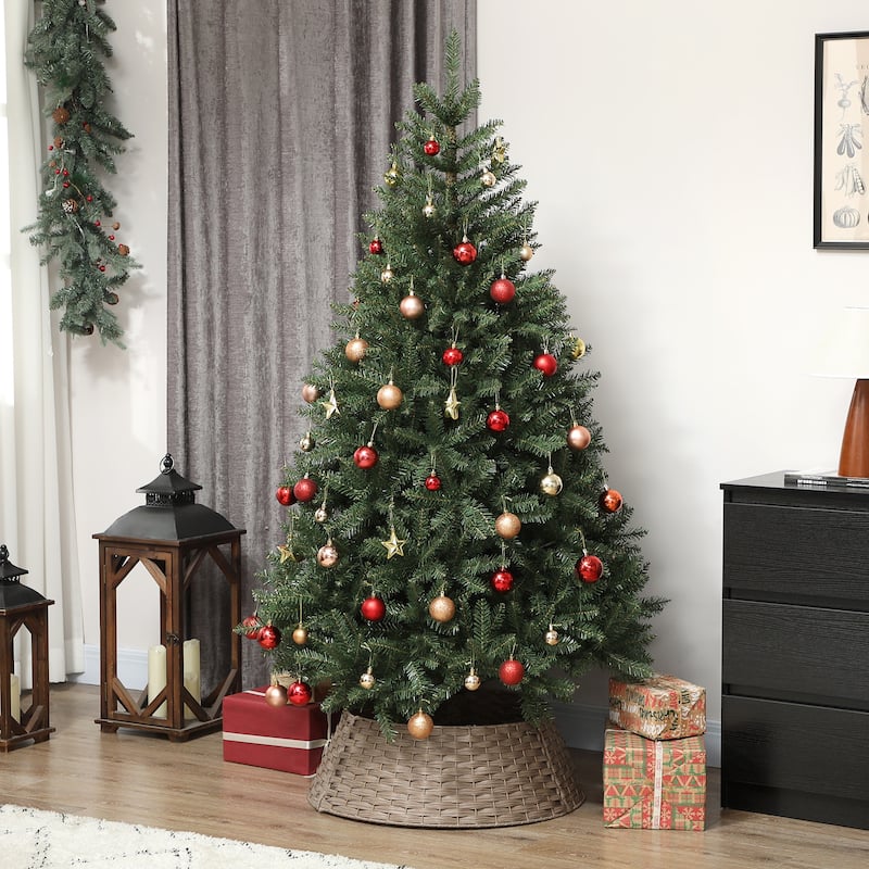 HOMCOM 27 inch Rustic Christmas Tree Collar, Plastic Woven Christmas Tree Skirt, Base Cover for Party, Holiday, Home Decoration