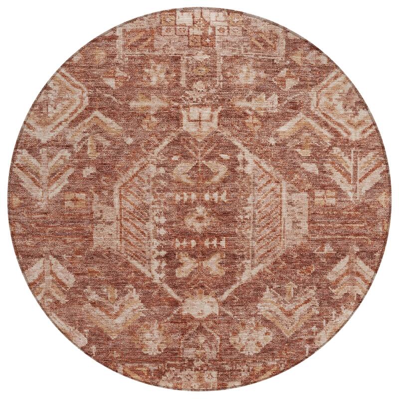 Machine Washable Indoor/ Outdoor Boho Traditional Chantille Rug