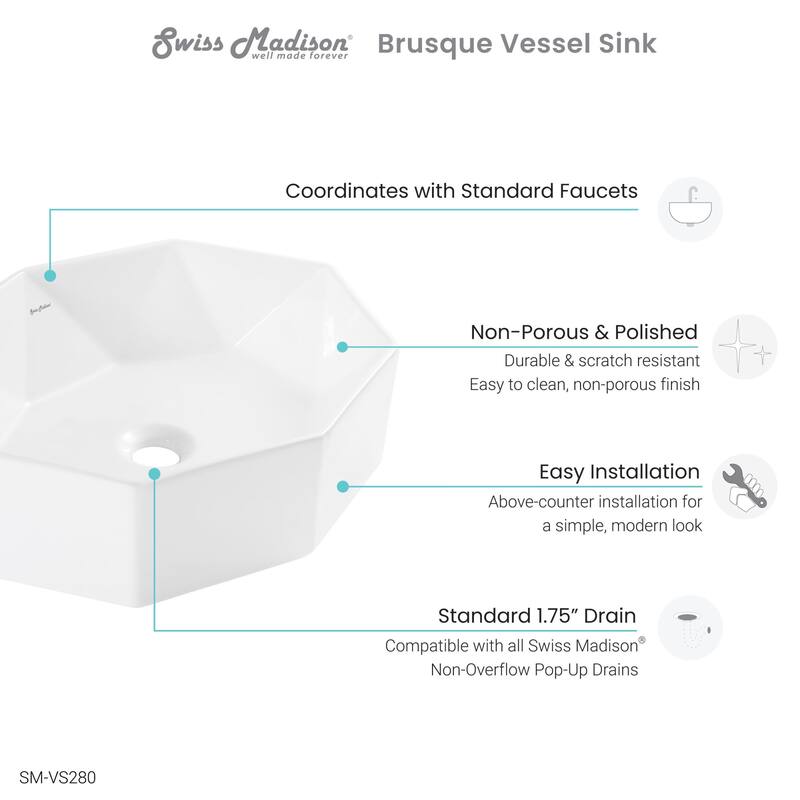 Swiss Madison SM-VS280 Brusque 19-5/16" Specialty Ceramic Vessel