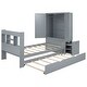 preview thumbnail 22 of 32, Twin Size Platform Bed with Storage Headboard and Footboard, Pull Out Shelves and Twin Size Trundle, Gray