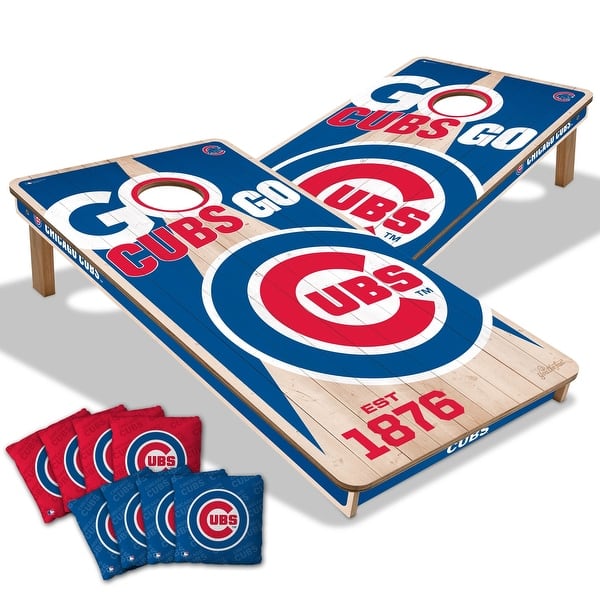 slide 2 of 7, Chicago Cubs MLB 2x4 Cornhole Board Set Include Carrying Case