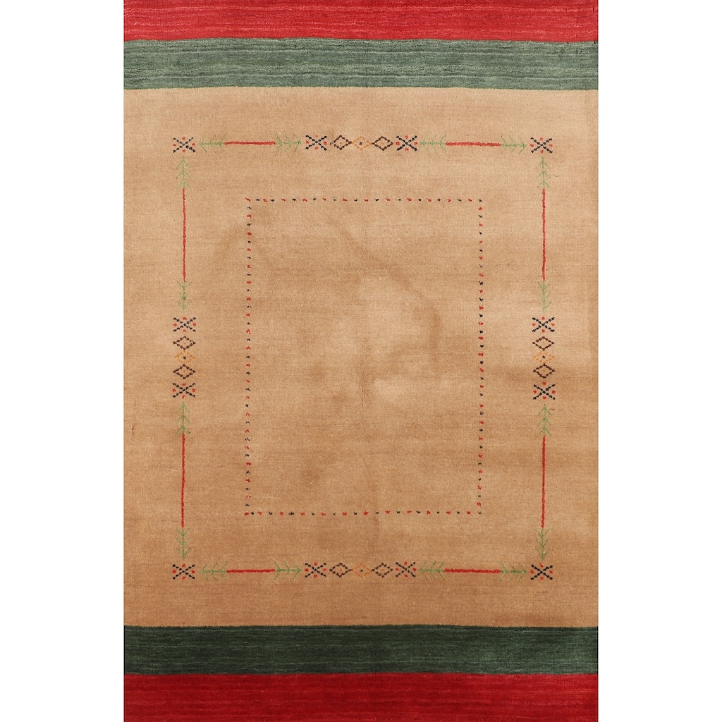 Striped Gabbeh Indian Foyer Rug Handmade Wool Carpet - 3'11"x 5'7"