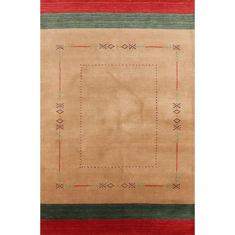 Striped Gabbeh Indian Foyer Rug Handmade Wool Carpet - 3'11"x 5'7"