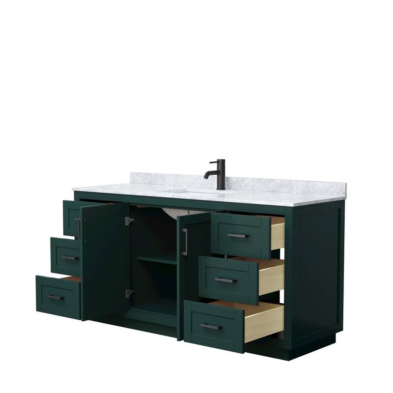 Miranda Single Vanity Set, White Carrara Marble Top, No Mirror