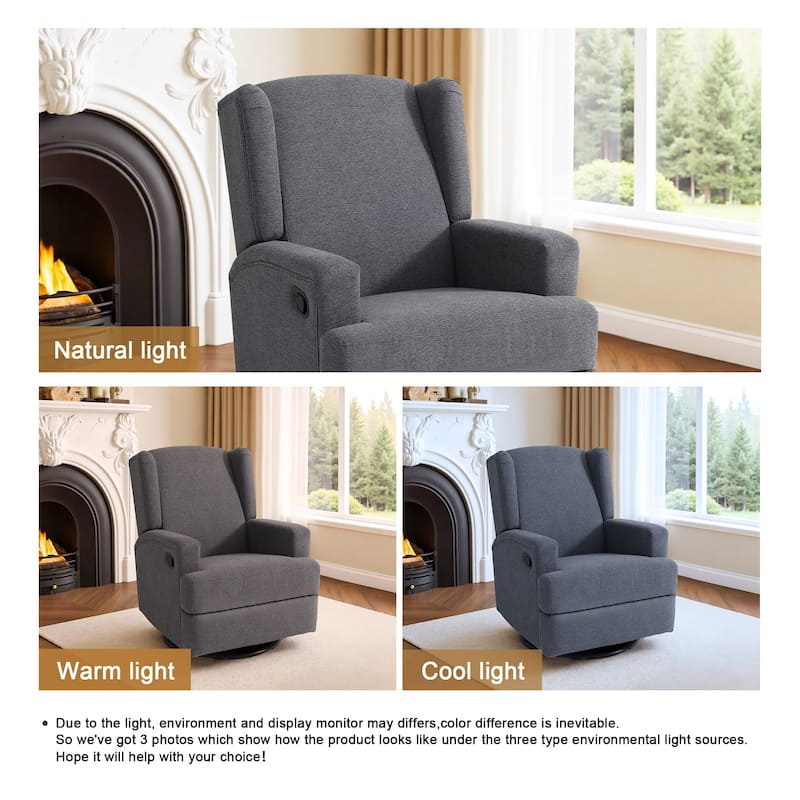 UIXE Upholstered Chenille/Boucle Swivel Glider Rocker Recliner