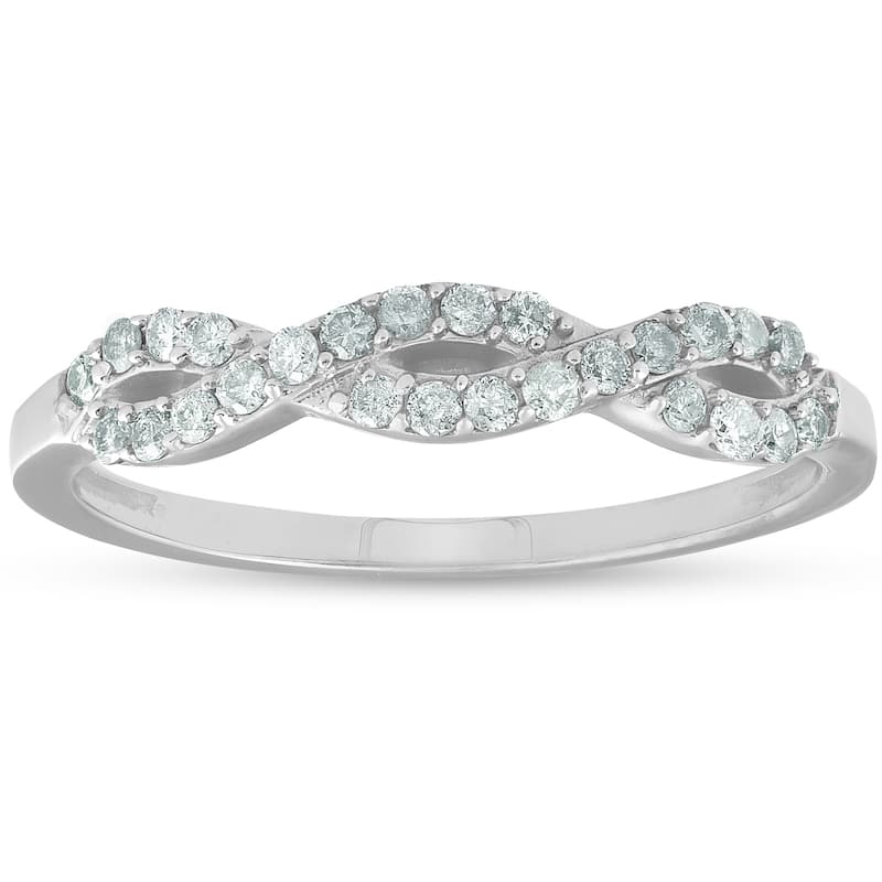 1/4ct Infinity Diamond Wedding Stackable Ring White Gold