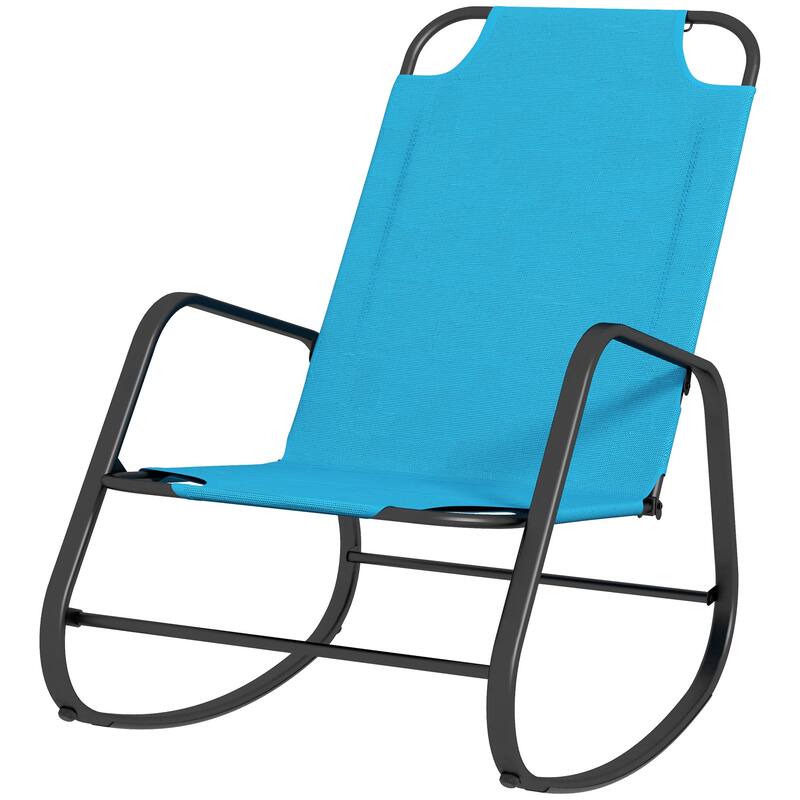 Zero Gravity Patio Chaise Sun Lounger, Outdoor Rocker, UV Water Resistant, Pillow for Sunbathing, Lawn, Garden or Pool - Blue