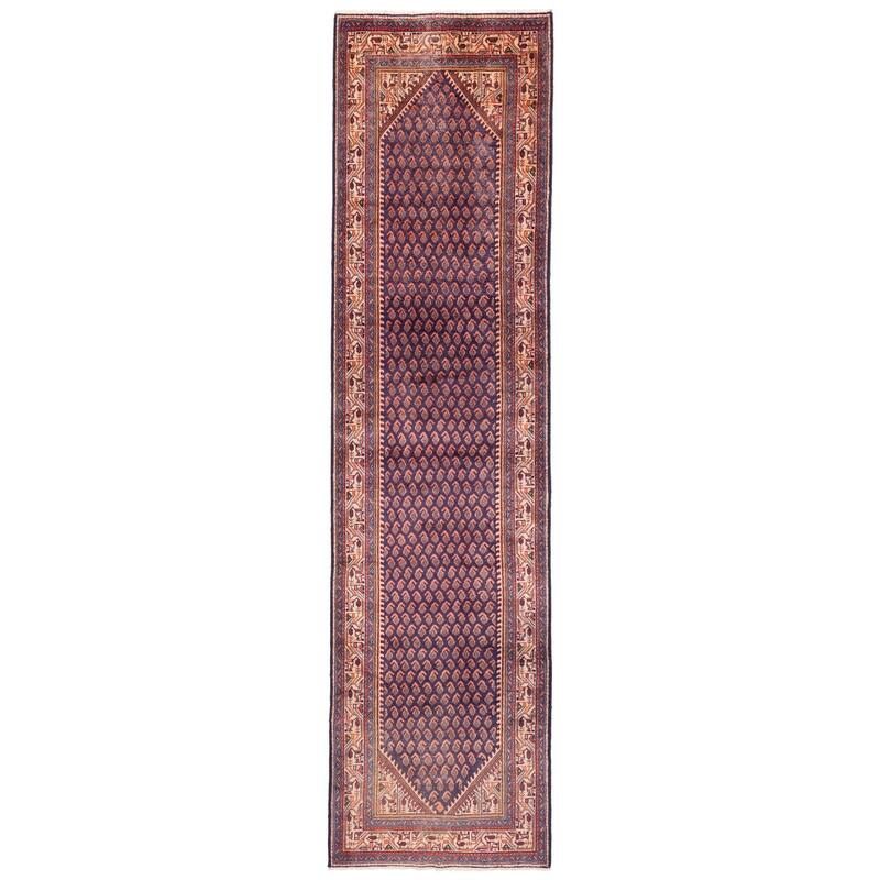 ECARPETGALLERY Hand-knotted Andelz Dark Navy Wool Rug - 3'5 x 13'5