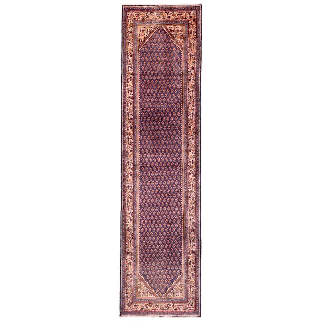 ECARPETGALLERY Hand-knotted Andelz Dark Navy Wool Rug - 3'5 x 13'5