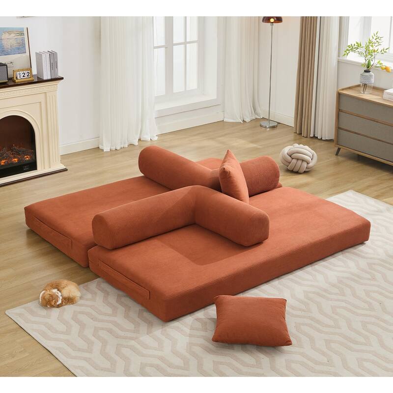 Folding Convertible Out Sleeper Sofa Bed,4-in-1 DIY Combination Convertible Sofa