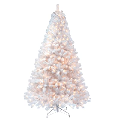 Puleo International 7.5 ft. Pre-lit Northern Fir White Christmas Tree