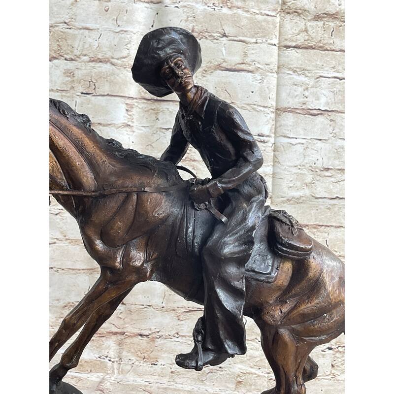 Frederic Remington Cowboy Bronze Statue Sculpture Country Western Art 17 Inches X 21 Inches