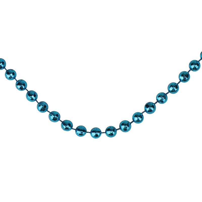 15' x 0.25" Shiny Teal Blue Beaded Artificial Christmas Garland