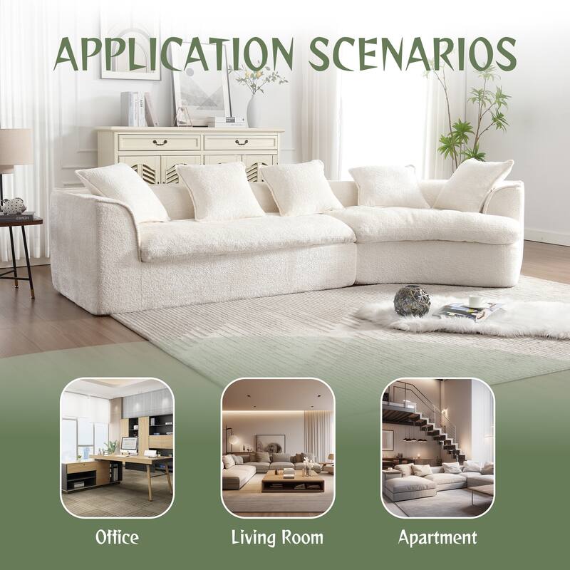 Modern Boucle 3-Seater Sofa with Double Seat and Corner Design, Oversized and Comfortable for Living Room or Office.